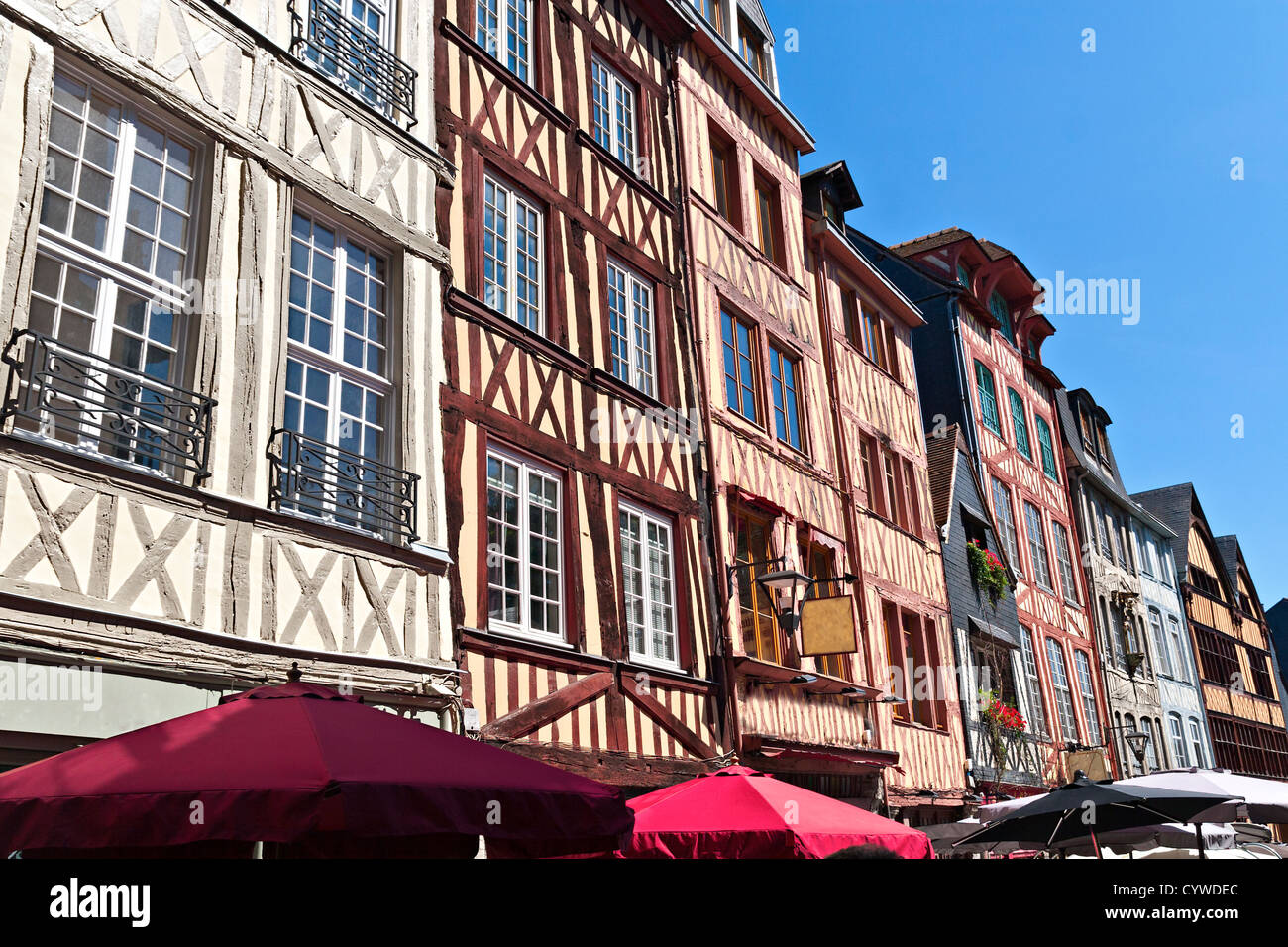 Half-Timbered Houses in Rouen, Normandy, France Stock Photo