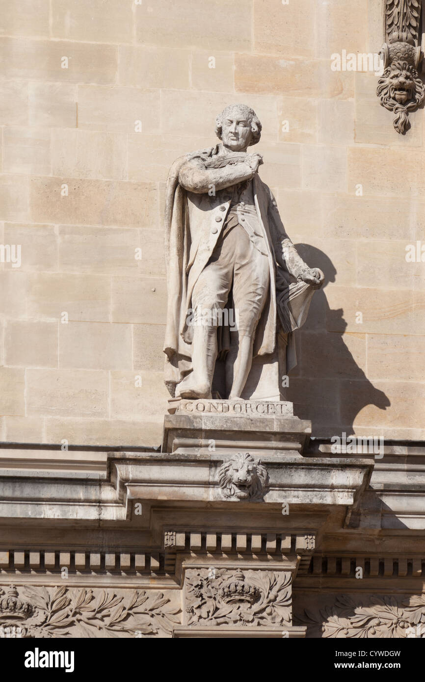 Statue of Marie Jean Antoine Nicolas Caritat, marquis de Condorcet (1743 - 1794),  philosopher, mathematician and political scientist; Paris. Stock Photo
