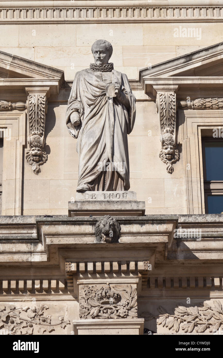 Statue of François Auguste de Thou (1607 / 1642), French seventeenth century Councillor of State (conseiller d'État), Paris Stock Photo
