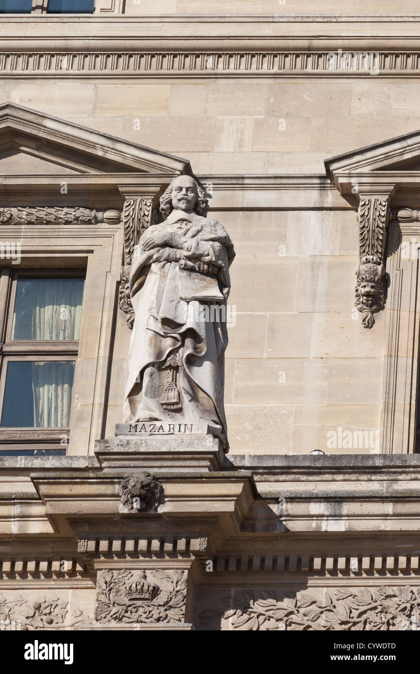 Statue of Jules Mazarin (1602 - 1661) [Giulio Raimondo Mazzarino] Italian-French Renaissance cardinal, politician and diplomat. Stock Photo