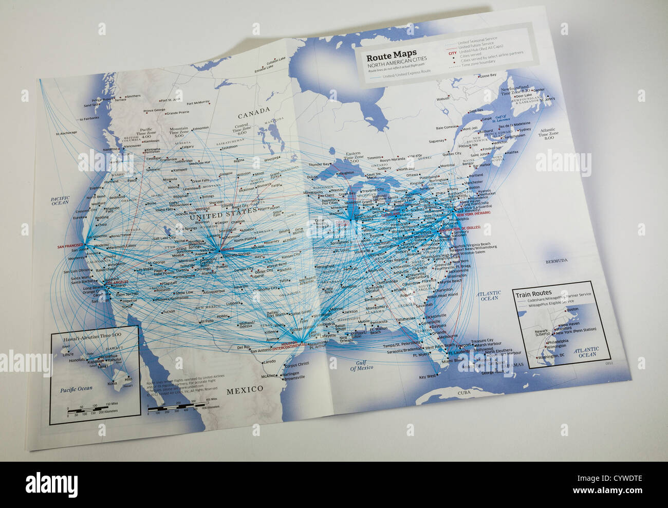 United Airlines Route Map Stock Photo