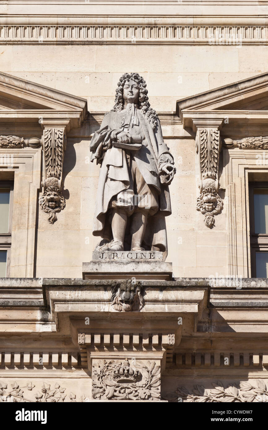 Statue of Jean-Baptiste Racine [Jean Racine] (1639 – 1699), seventeenth century French tragic dramatist, Cour Napolean, Louvre Stock Photo