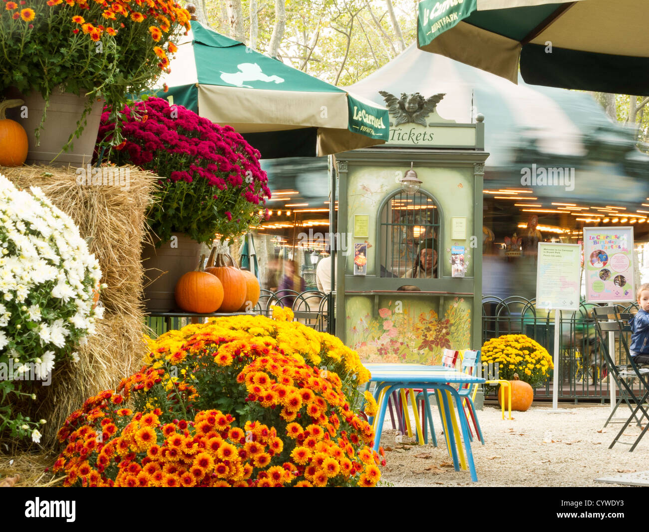 Autumn Flower Display, Bryant Park, NYC Stock Photo