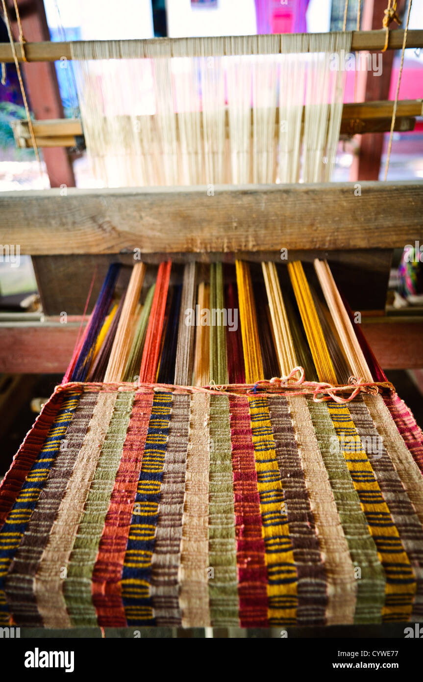 Examples of traditional weaving on display at Casa del Tejido Antiguo
