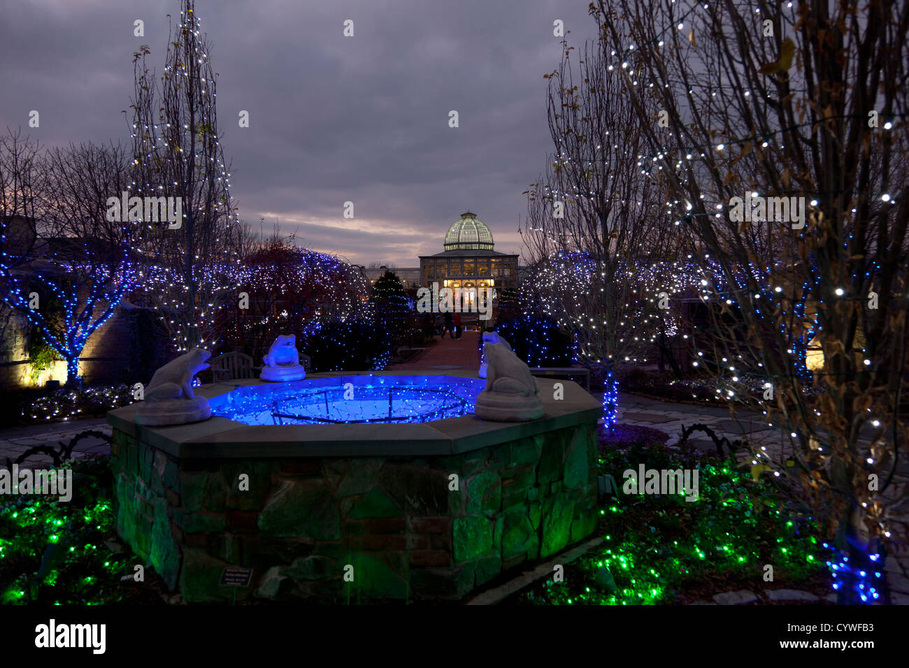 Holiday decorations at Lewis Ginter Botanical Gardens in Richmond, Virginia Stock Photo