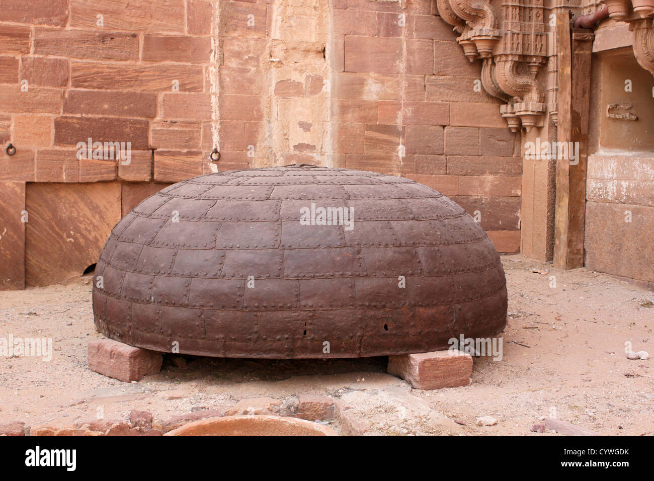 Giant cooking kitchen utensil used to cook for huge number of people in palace Stock Photo
