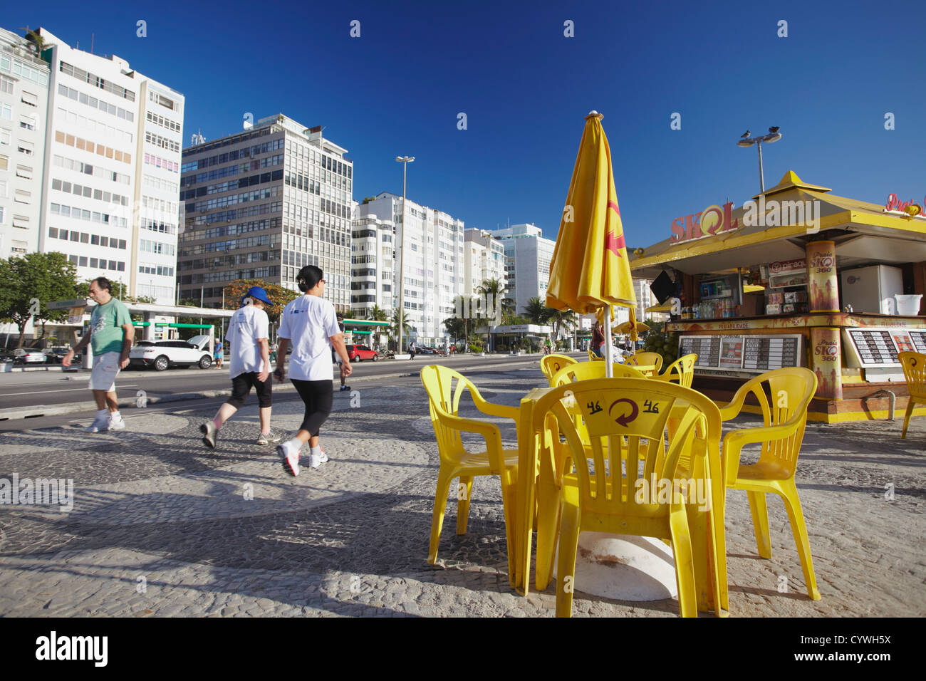 Cafe on Avenida Atlantica, Copacabana, Rio de Janeiro, Brazil Stock Photo