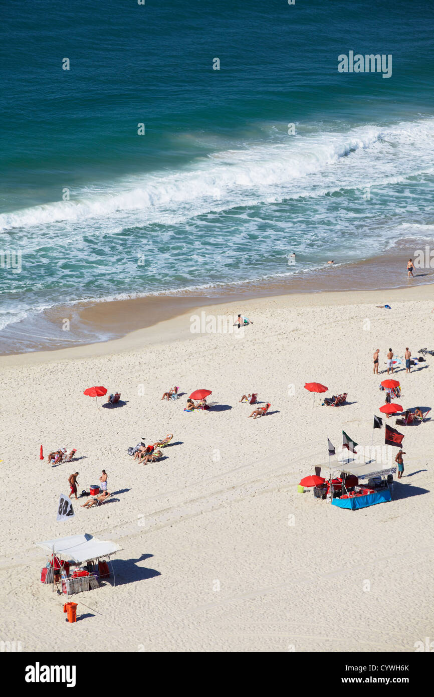View of Copacabana beach, Copacabana, Rio de Janeiro, Brazil Stock Photo