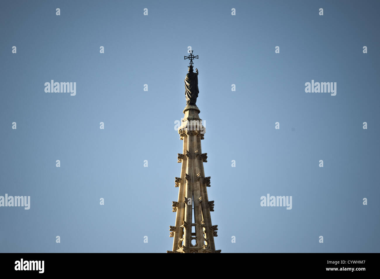 Statue of Santa Helena atop the Cathedral of Barcelona, Catalonia, Spain. Stock Photo