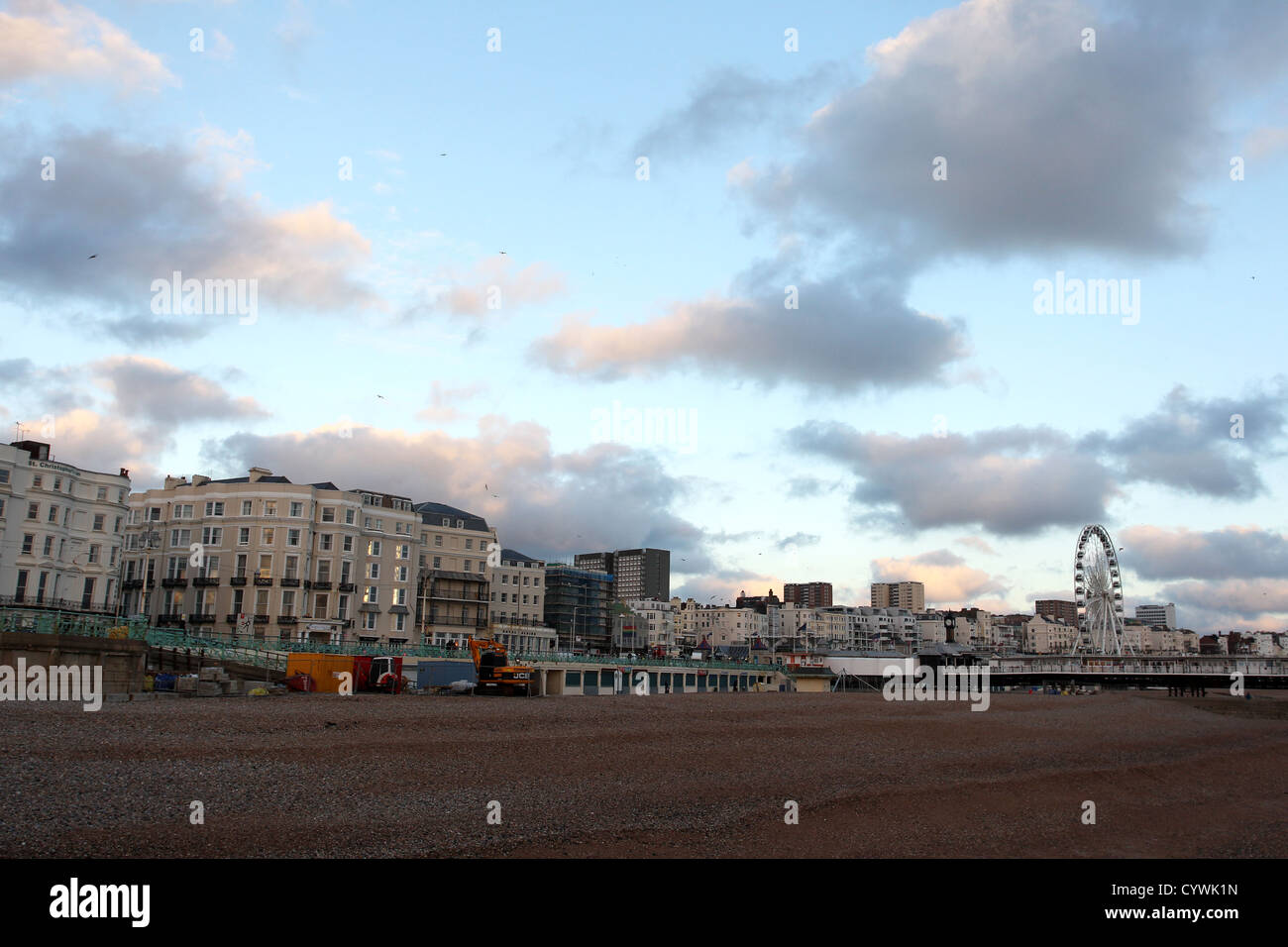 Homes, hotels, flats, shops and restaurants on Brighton seafront, East Sussex, UK. Stock Photo