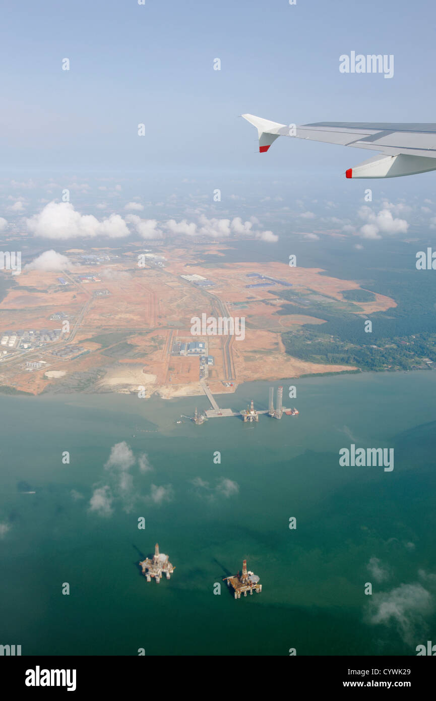 Oil platforms, Singapore Strait, Singapore Stock Photo