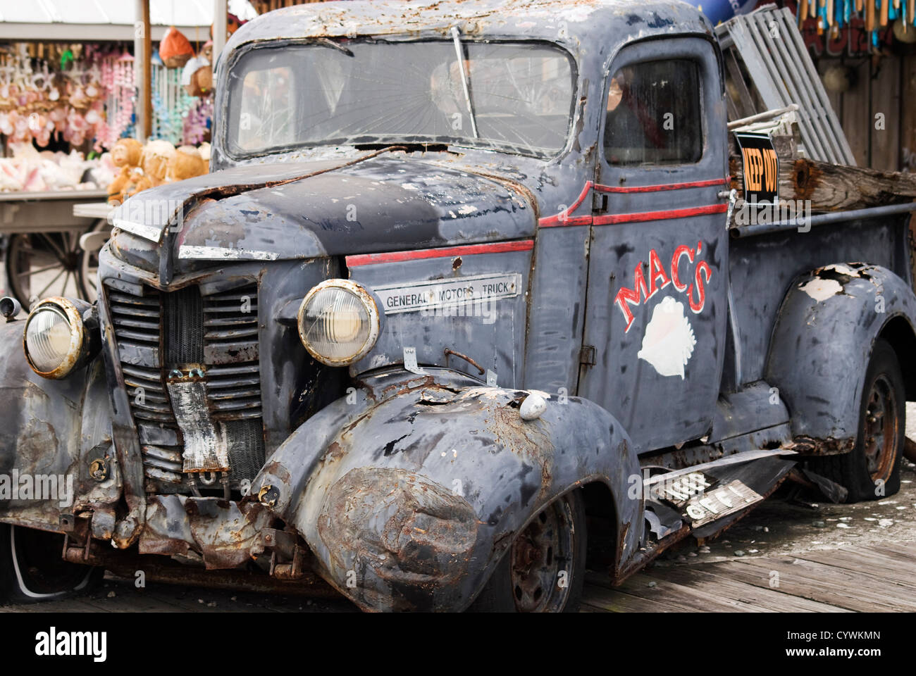 Old pick up truck outside a store in the Florida Keys Stock Photo