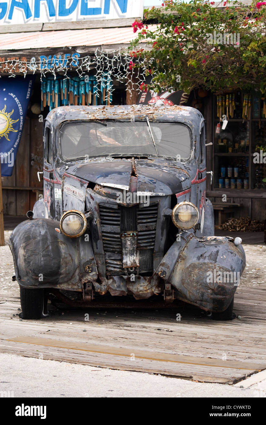 Old pick up truck outside a store in the Florida Keys Stock Photo