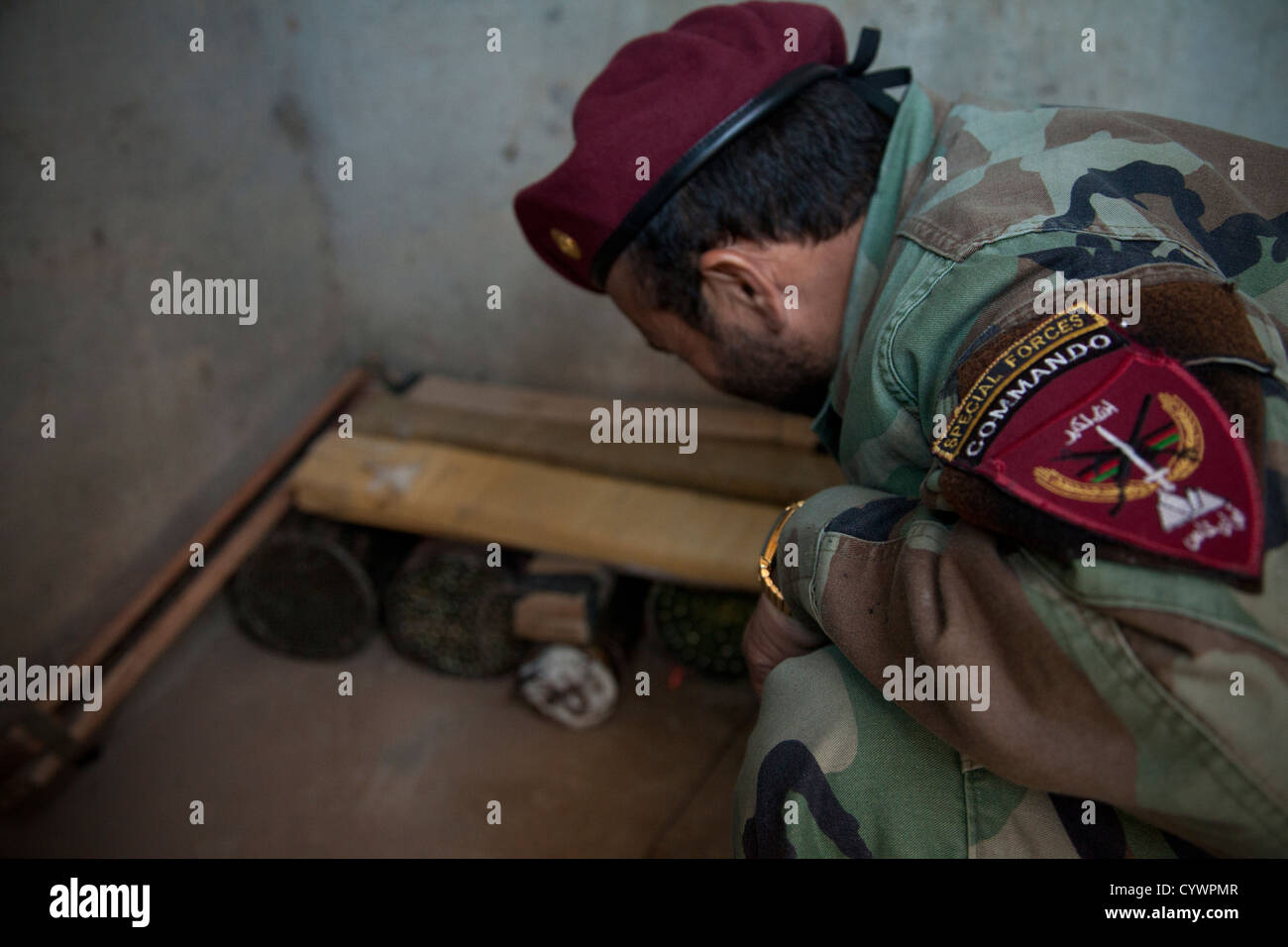 A commando from the 9th Special Operations Kandak, Afghan National Army ...