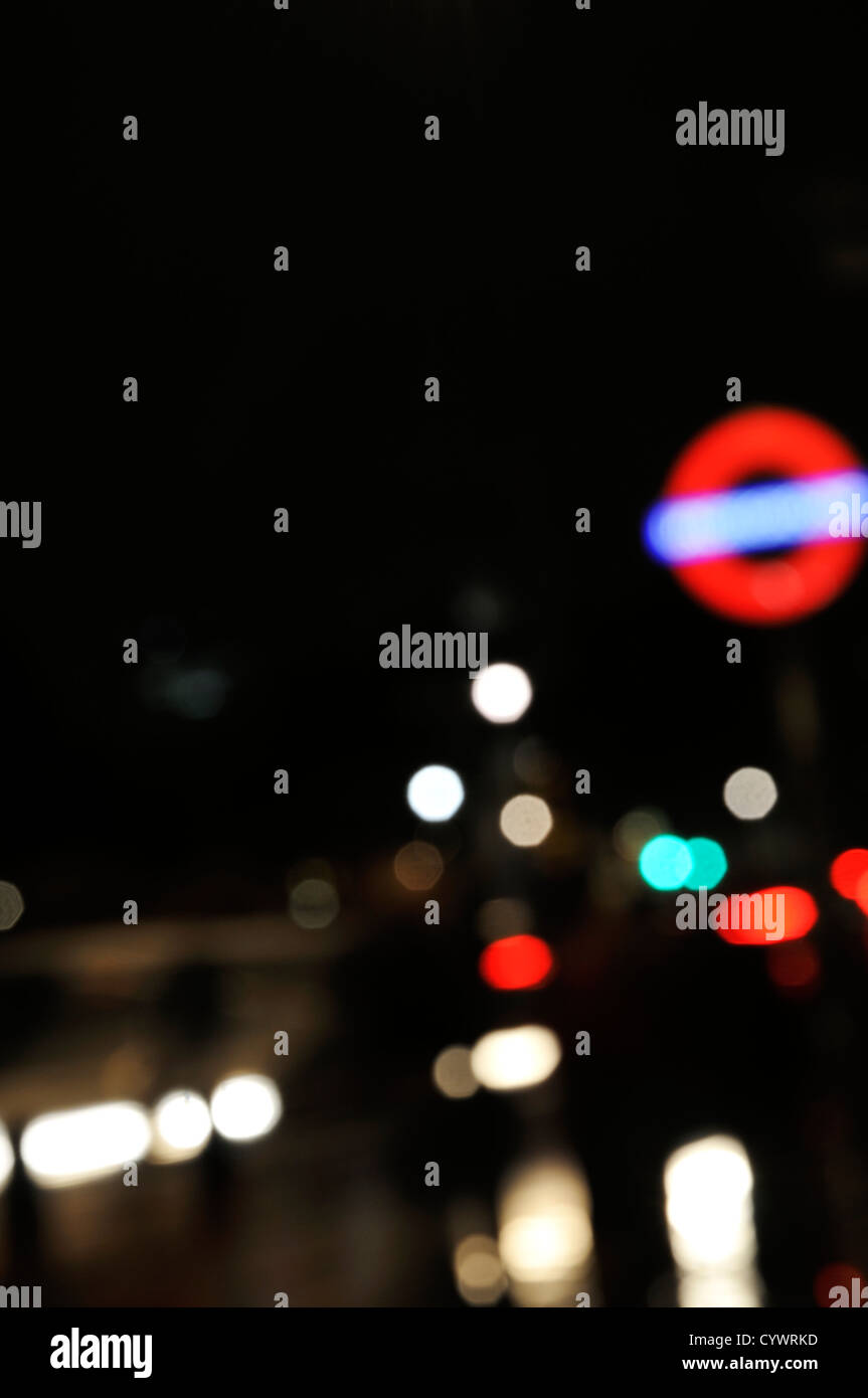 Abstract out of focus London Underground sign Stock Photo