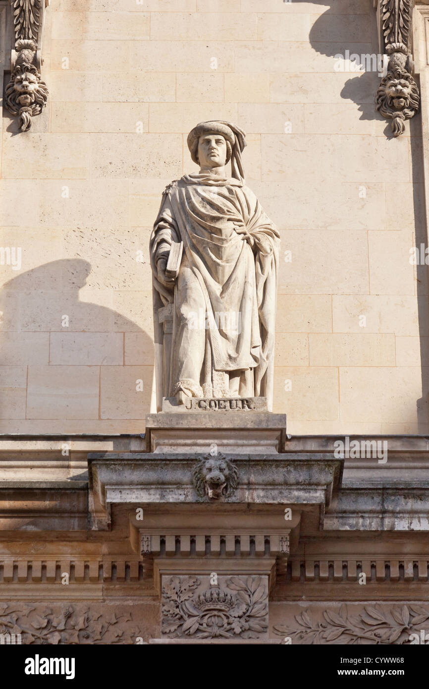 Statue of Jacques Coeur (1395 - 1456), French businessman, in the Cour Napolean of the Louvre Museum, Paris Stock Photo