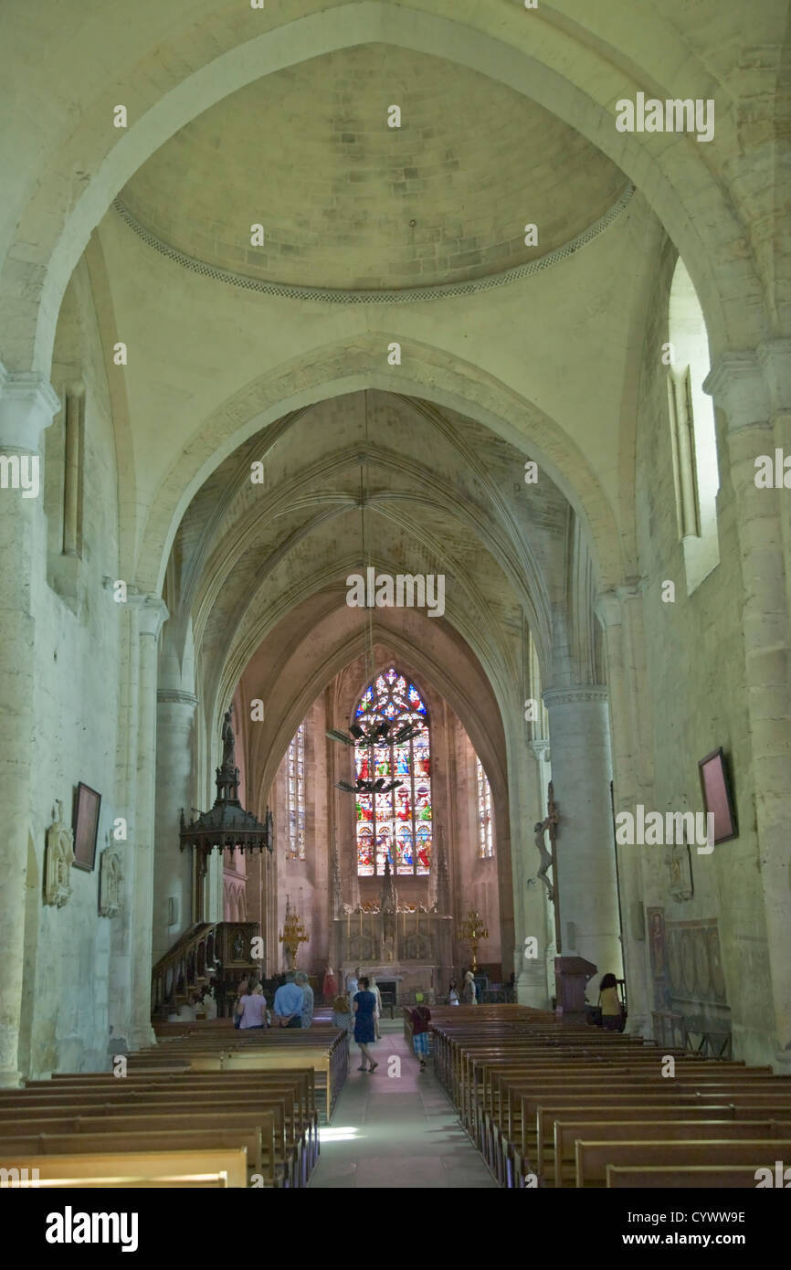 Interior of the Eglise Collegiale in Saint-Emilion, Gironde, France Stock Photo
