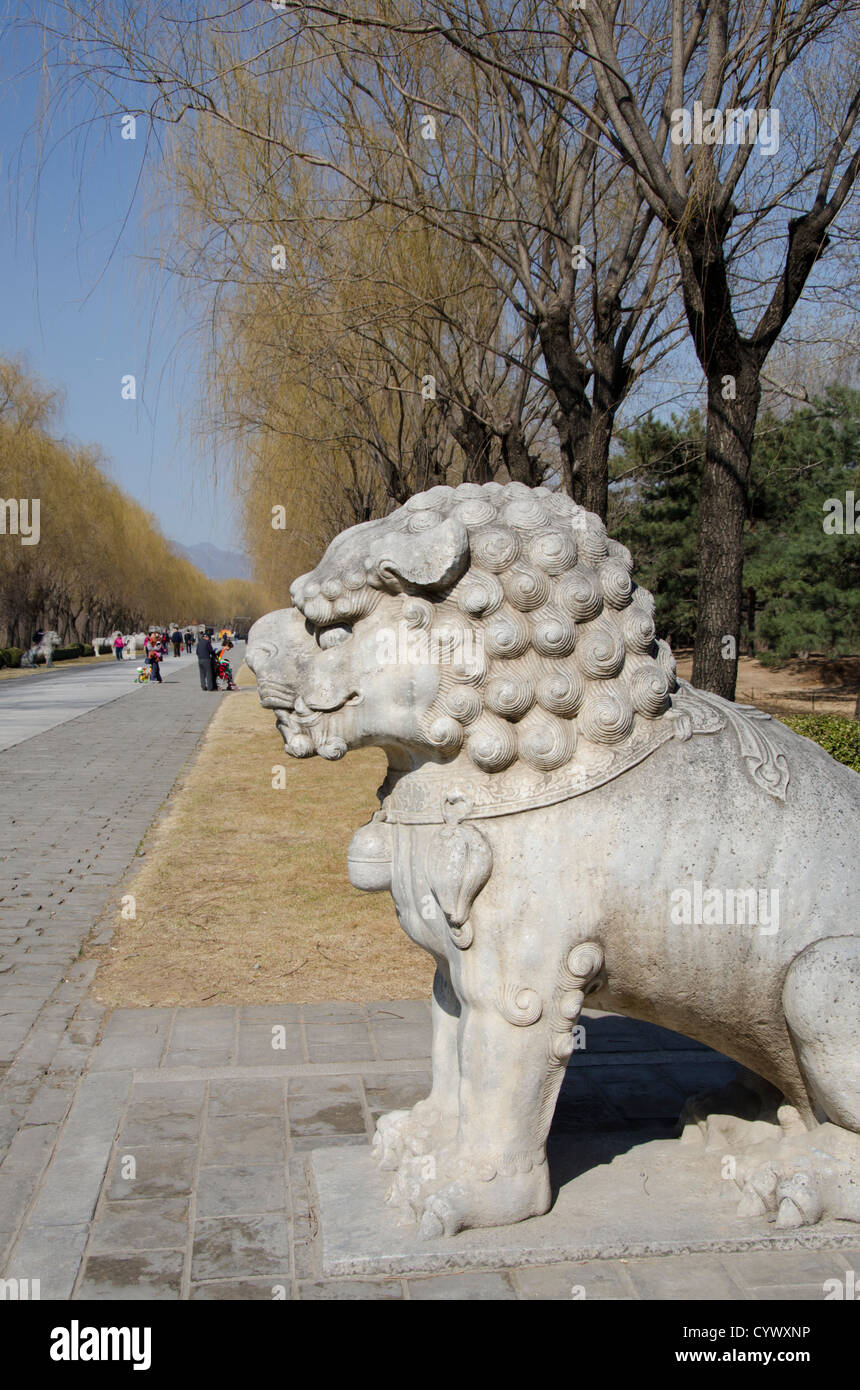 China, Beijing. Changling Sacred Way (aka Ming Tombs, God Street, The Shendao, Shianling). Stock Photo