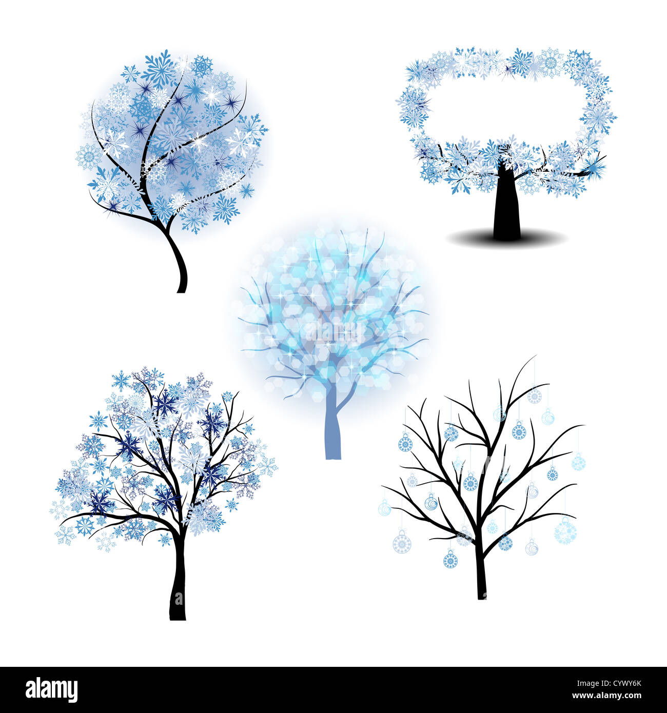 Зимние деревья, ли рисунок вектор