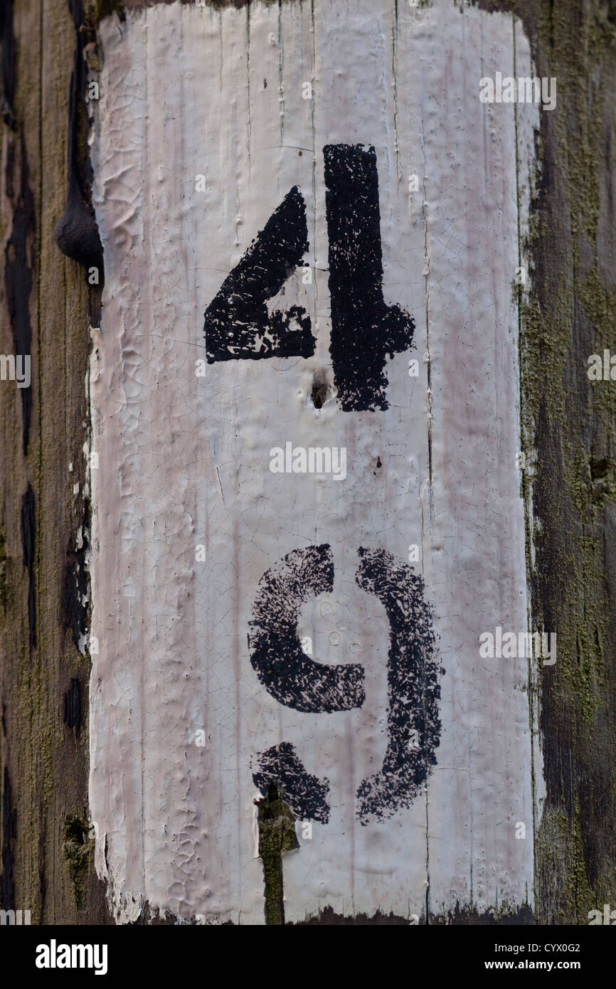 Number 49 on a telegraph pole Stock Photo