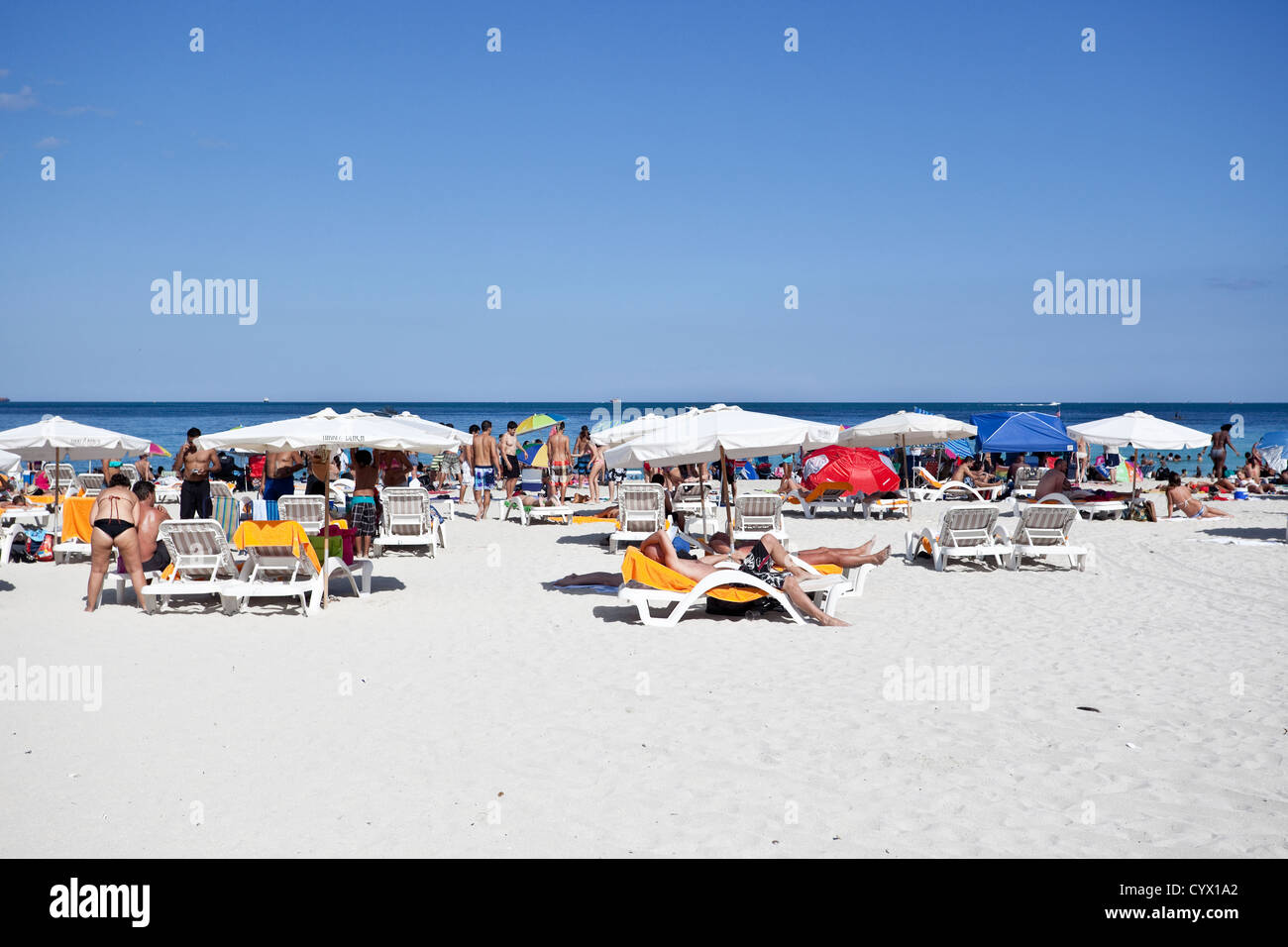 Crowd in Miami Beach, Florida, USA Stock Photo