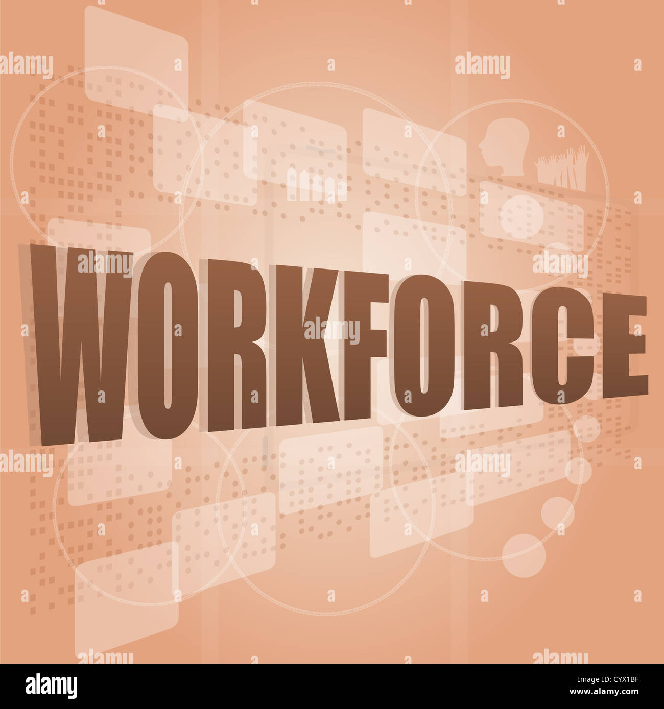 words workforce on digital screen, social job concept Stock Photo