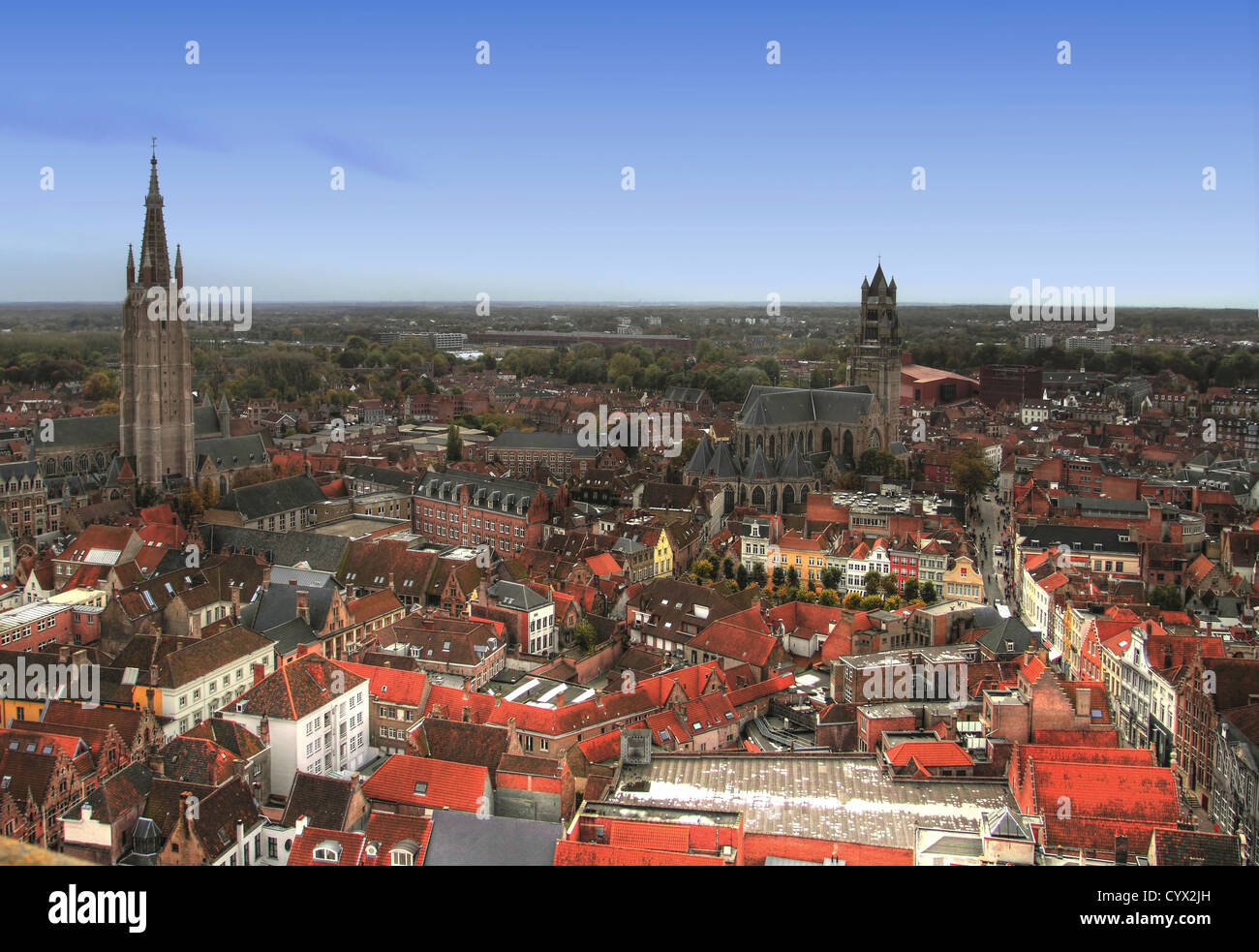 a view of Brugge Belgium from the belfry Stock Photo