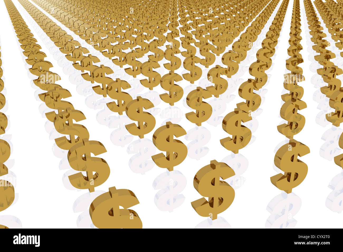 3d render illustration of stacks of golden dollar symbols Stock Photo ...