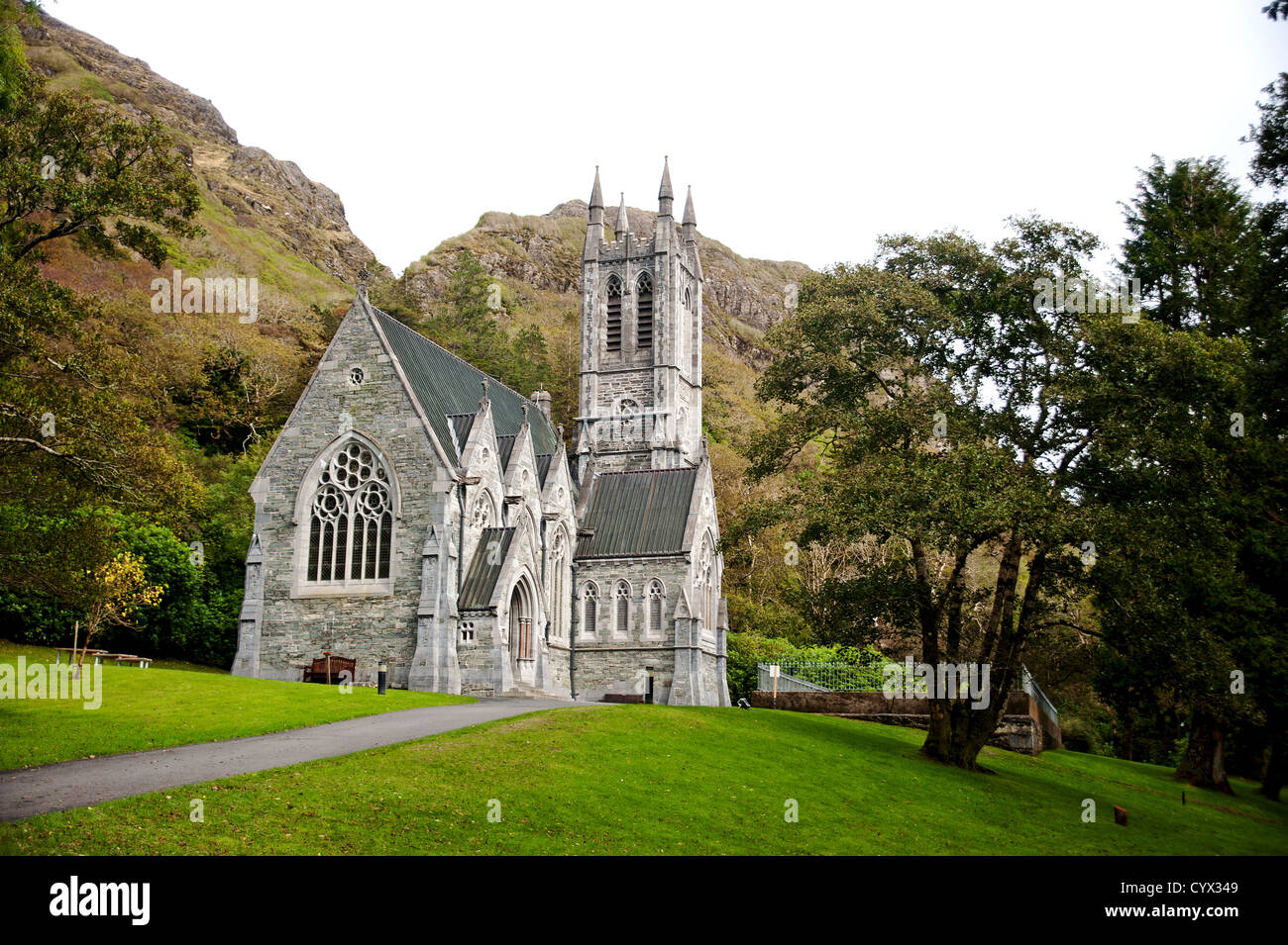 Gothic Church at Kylemore Abbey in Connemara Ireland Stock Photo