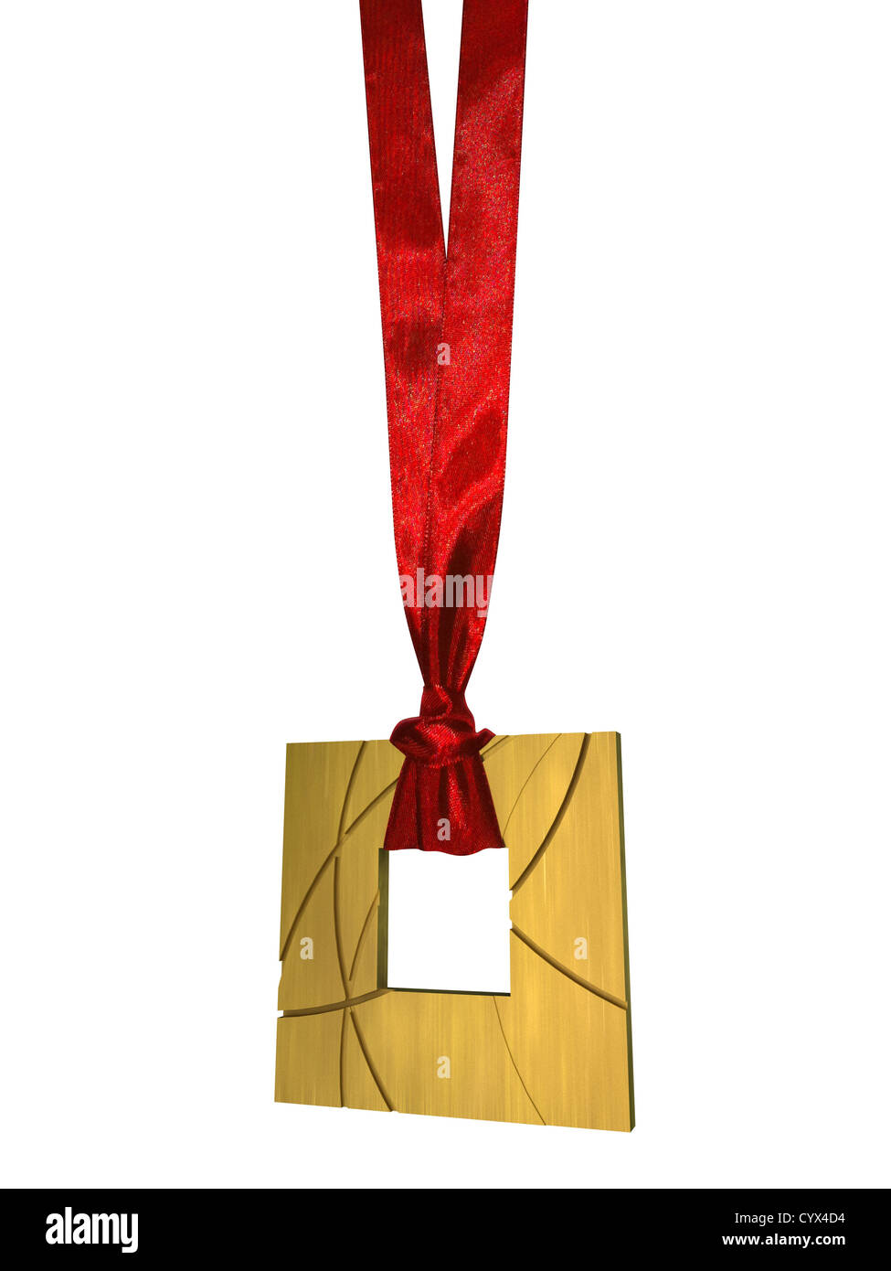 Golden Medal with Red Ribbon Isolated on white Stock Photo - Alamy