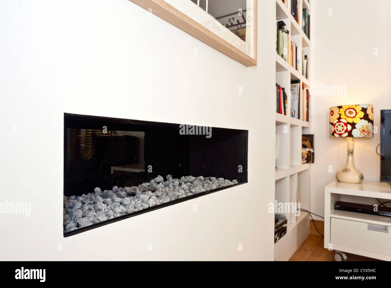 Modern fireplace Stock Photo