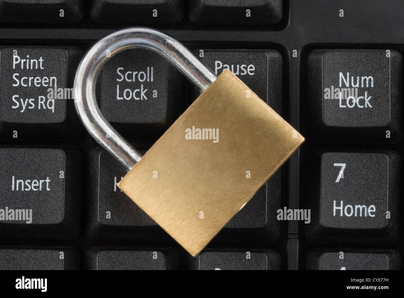 Padlock on a computer keyboard Stock Photo Alamy