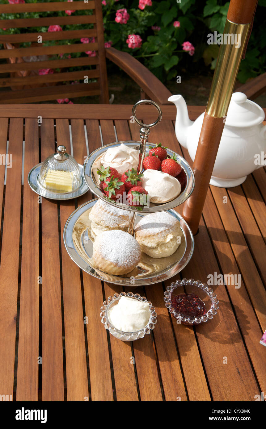 Table laid for afternoon tea Stock Photo