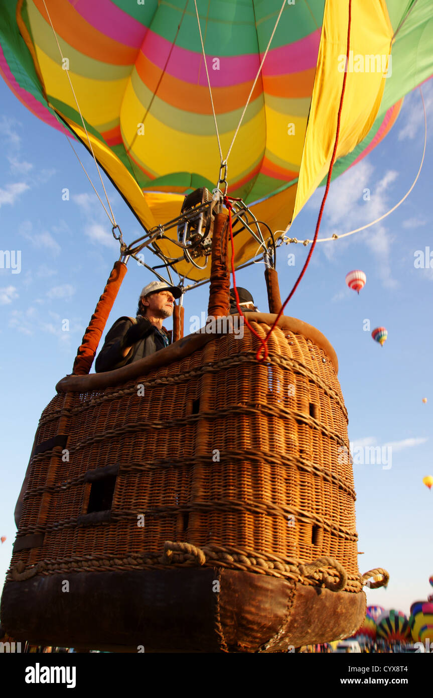 colorful hotair balloon and basket pilot hot air flying launching