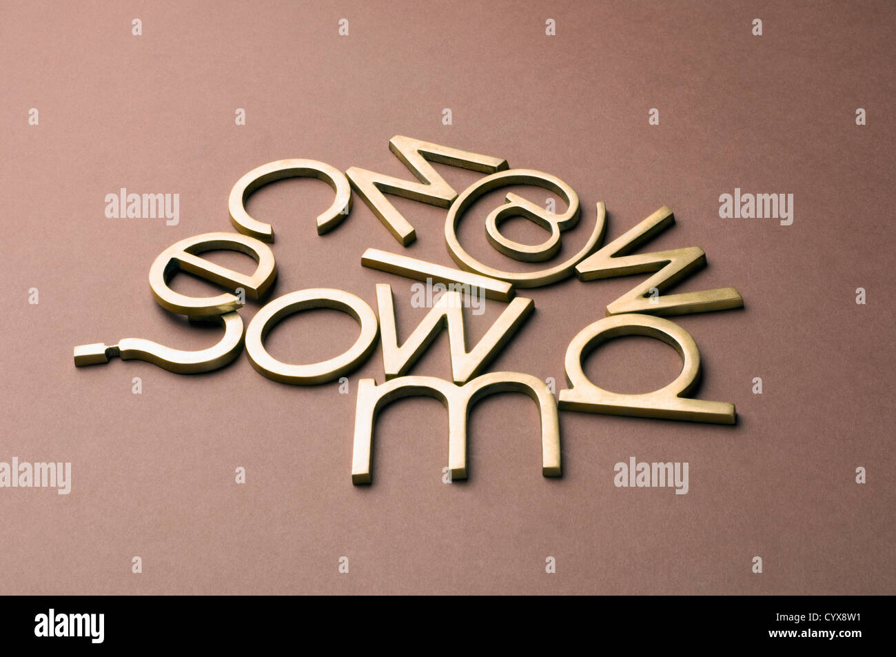Alphabets with question mark and at symbol Stock Photo - Alamy