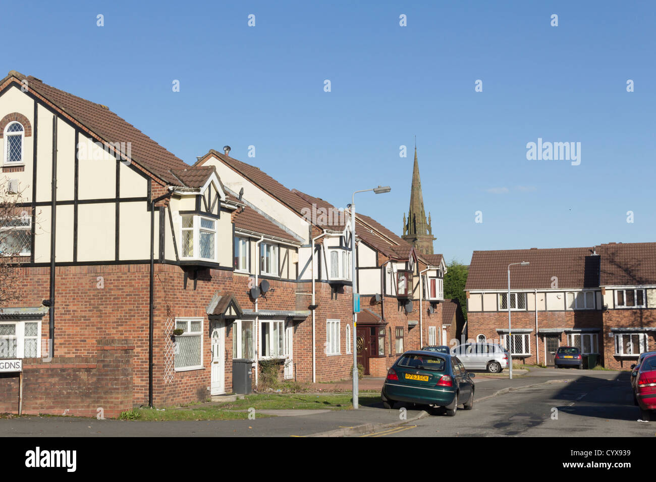 Modern mocktudor or semitudor style houses at Maplewood Gardens in