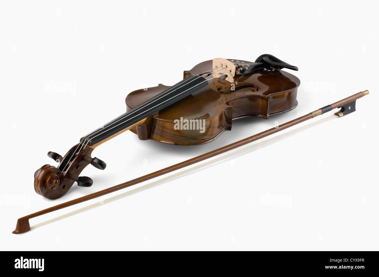 Closeup of a violin with a bow Stock Photo Alamy