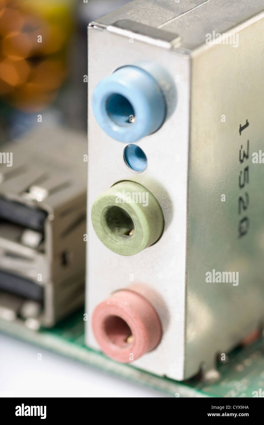 Closeup of audio ports in a circuit board Stock Photo Alamy
