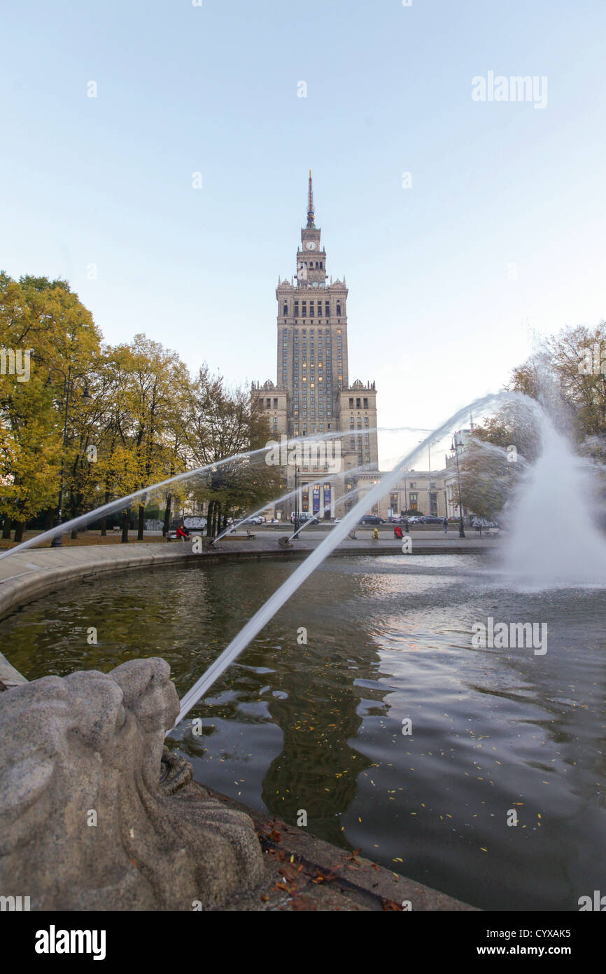 Poland, Warsaw, Palace of Culture and Science. Stock Photo