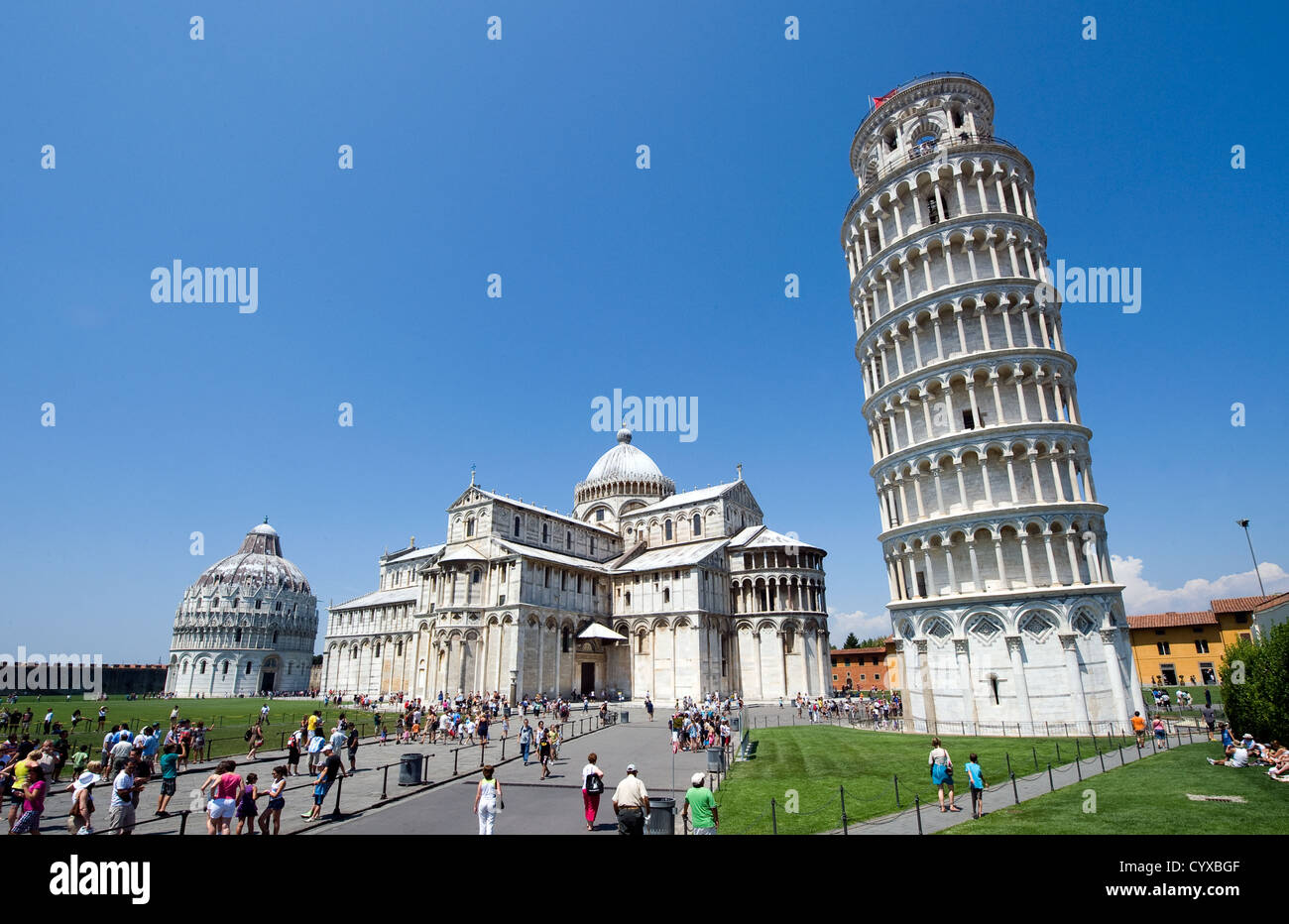 Piazza Complex Piazza dei Miracoli complex with the leaning tower of Pisa in front ...
