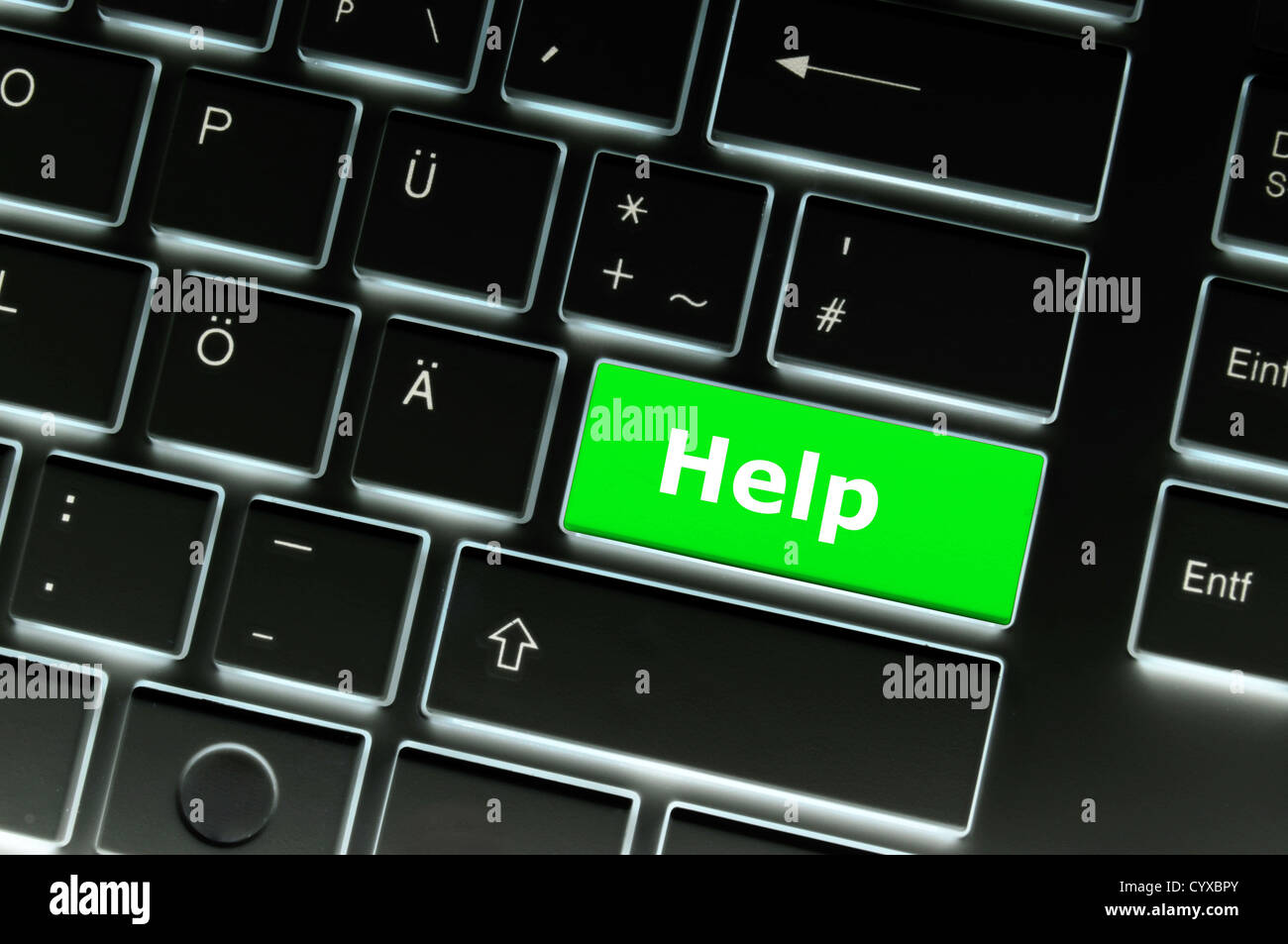 help me concept with key on keyboard from computer Stock Photo - Alamy