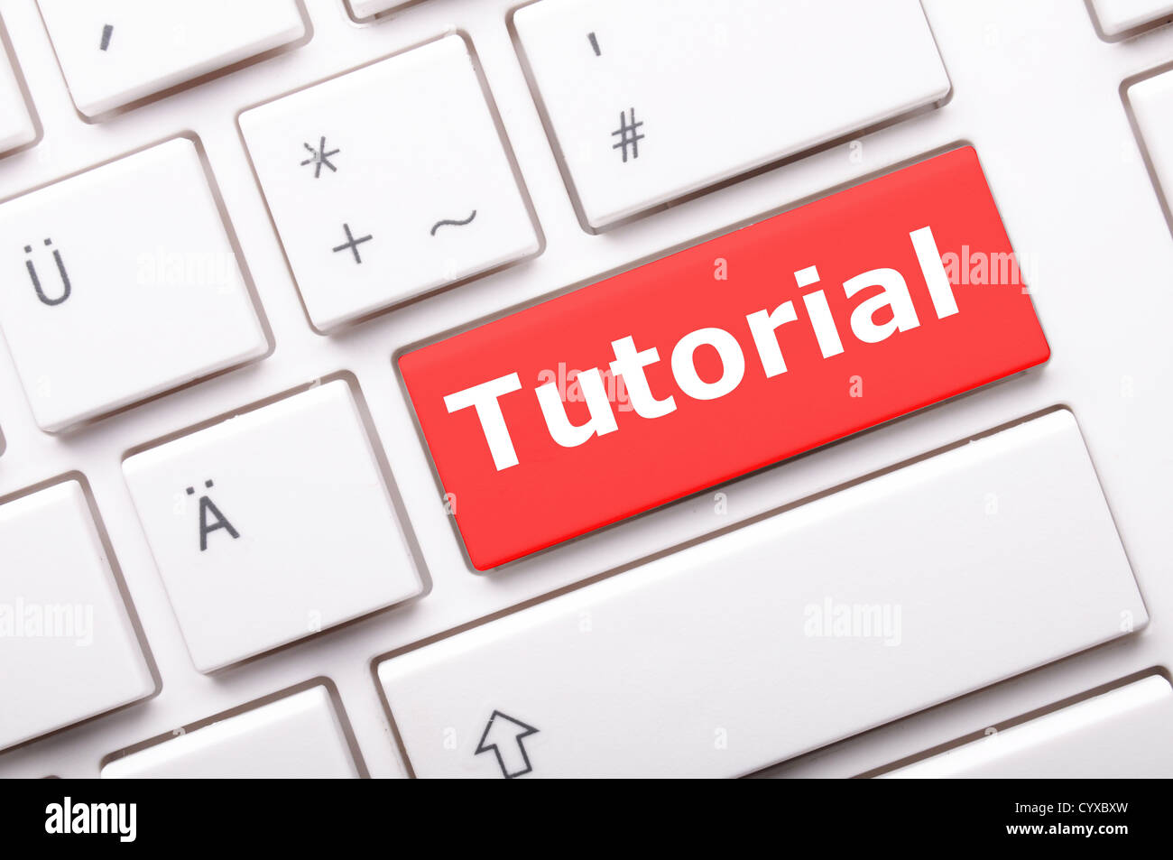 tutorial or e learning concept with key on computer keyboard Stock ...