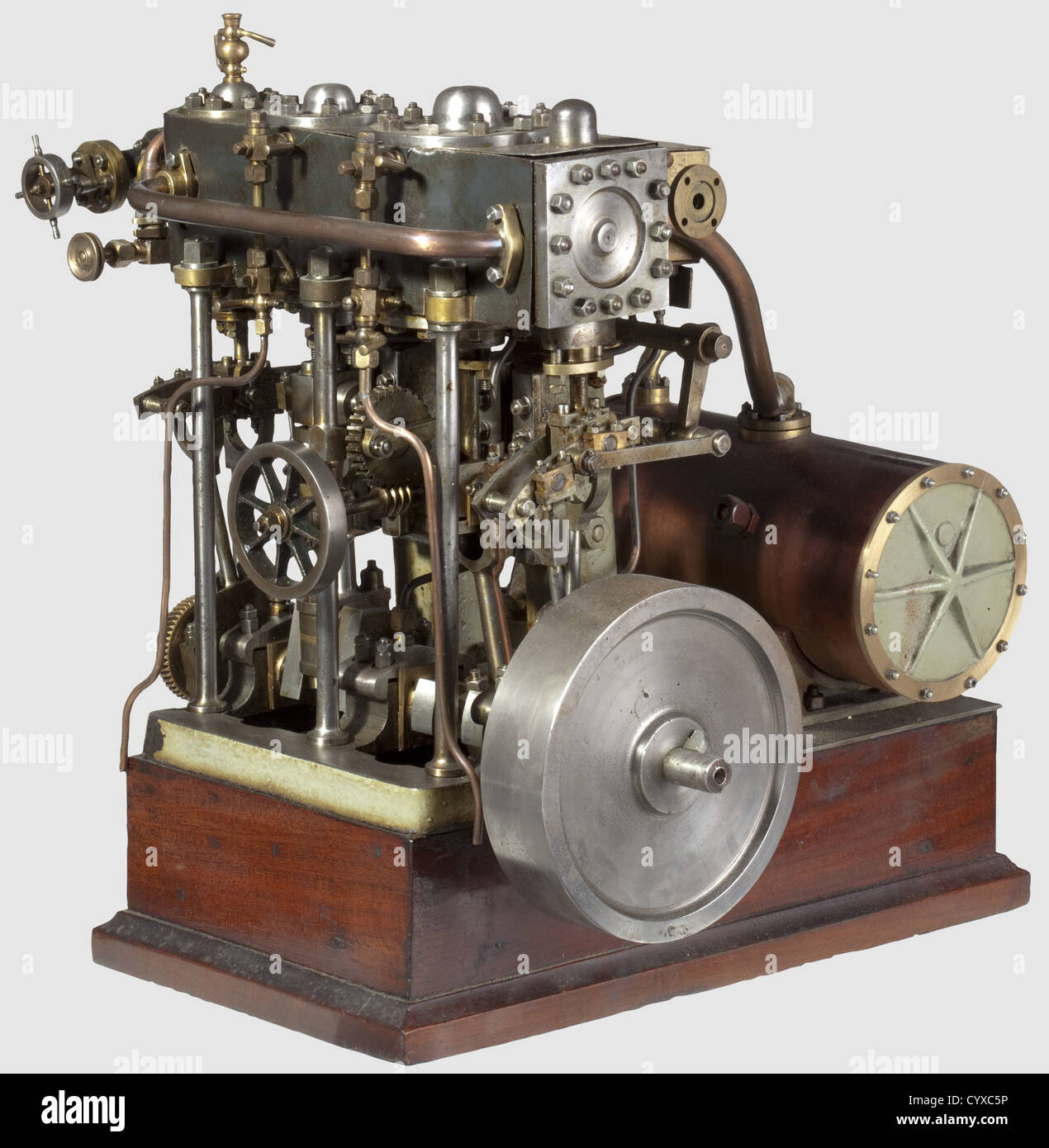 An unusual and detailed model twin cylinder compound vertical reversing