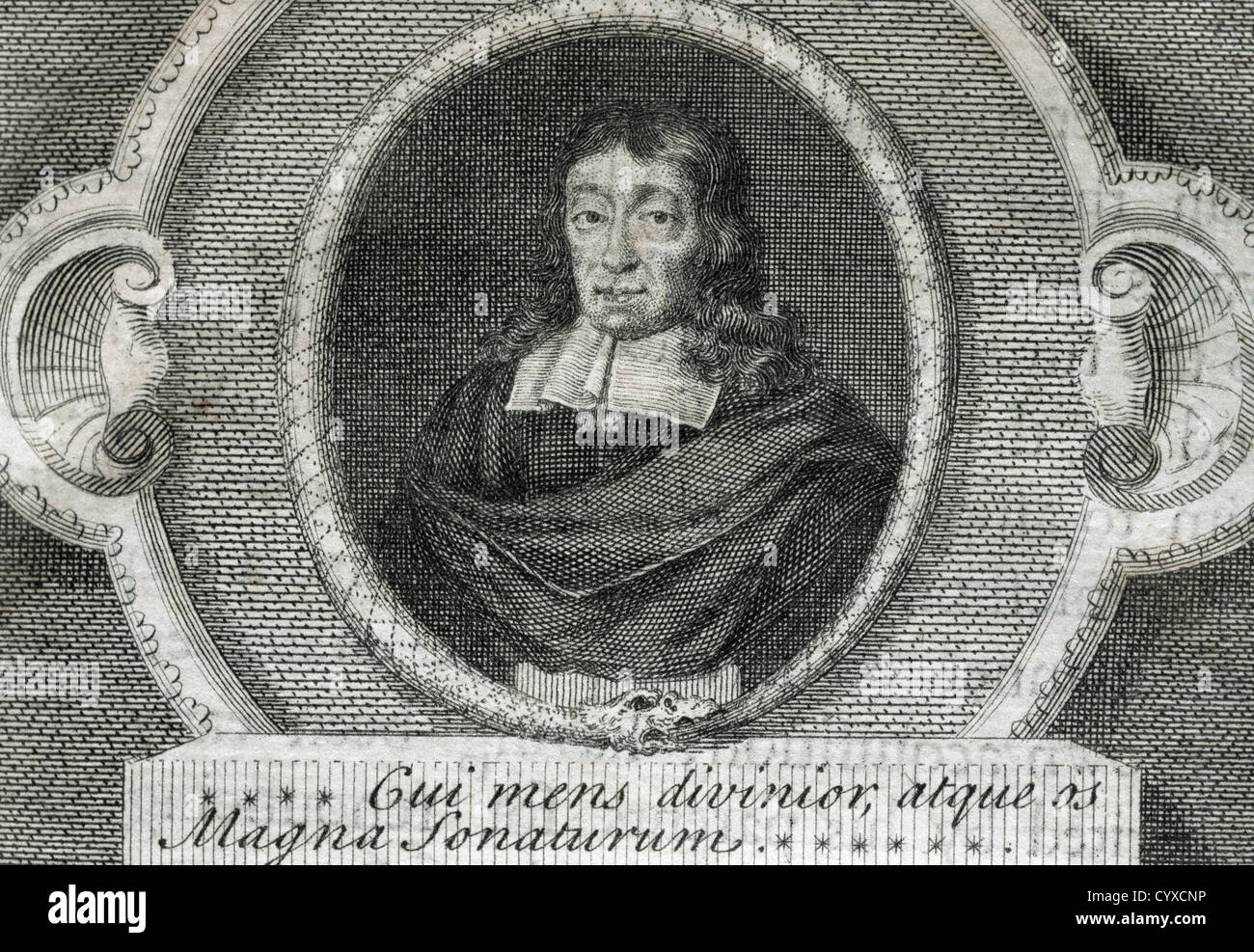 John Milton (1608-1674). English poet. Engraving. 18th century. Stock Photo