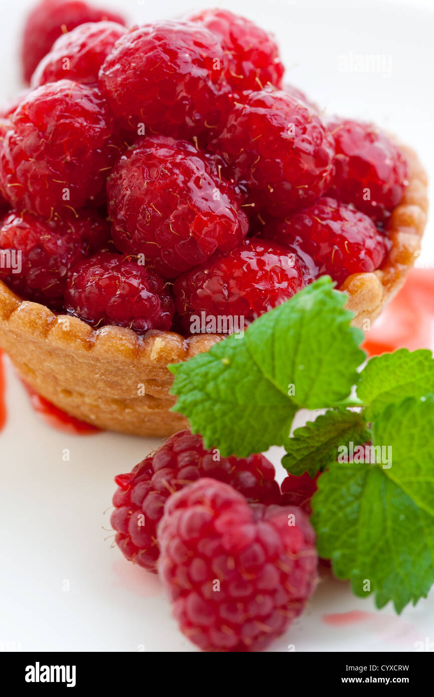Red Raspberry Tarts Delicious raspberry tart with home grown raspberries and a mint leaf ...