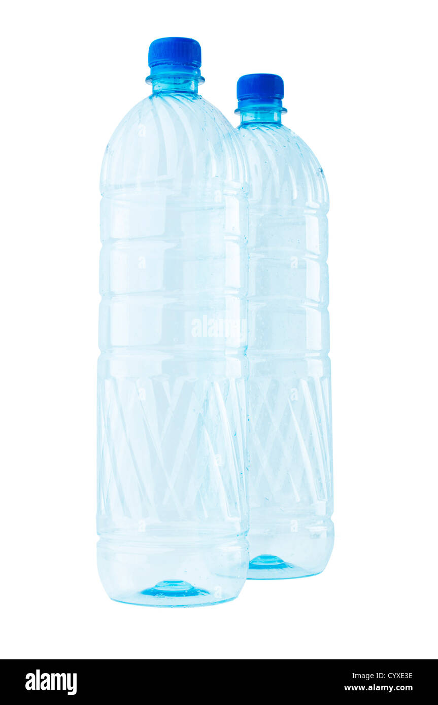 Two empty plastic bottles isolated on white. Stock Photo