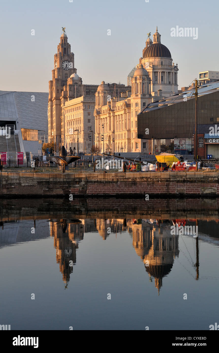 Liverpool City Liver Building at sunset Stock Photo