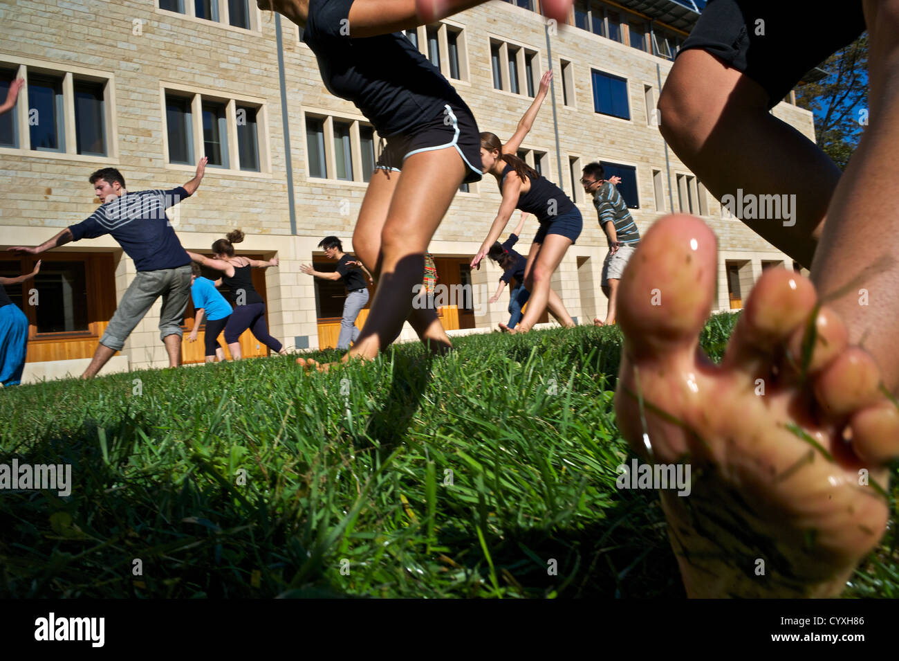 Students exercising at Yale University Stock Photo Alamy