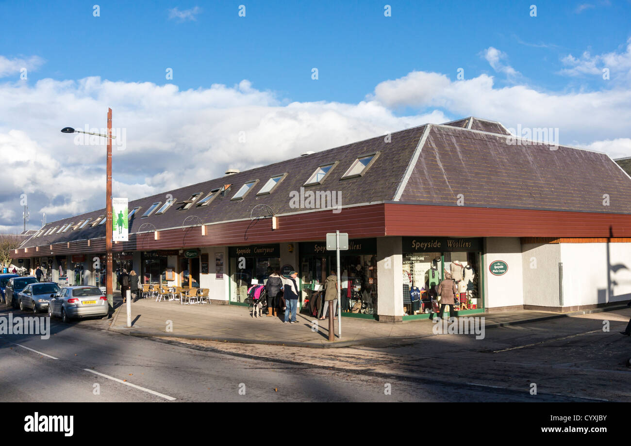 Comercial shopping units in the main street of Aviemore Speyside