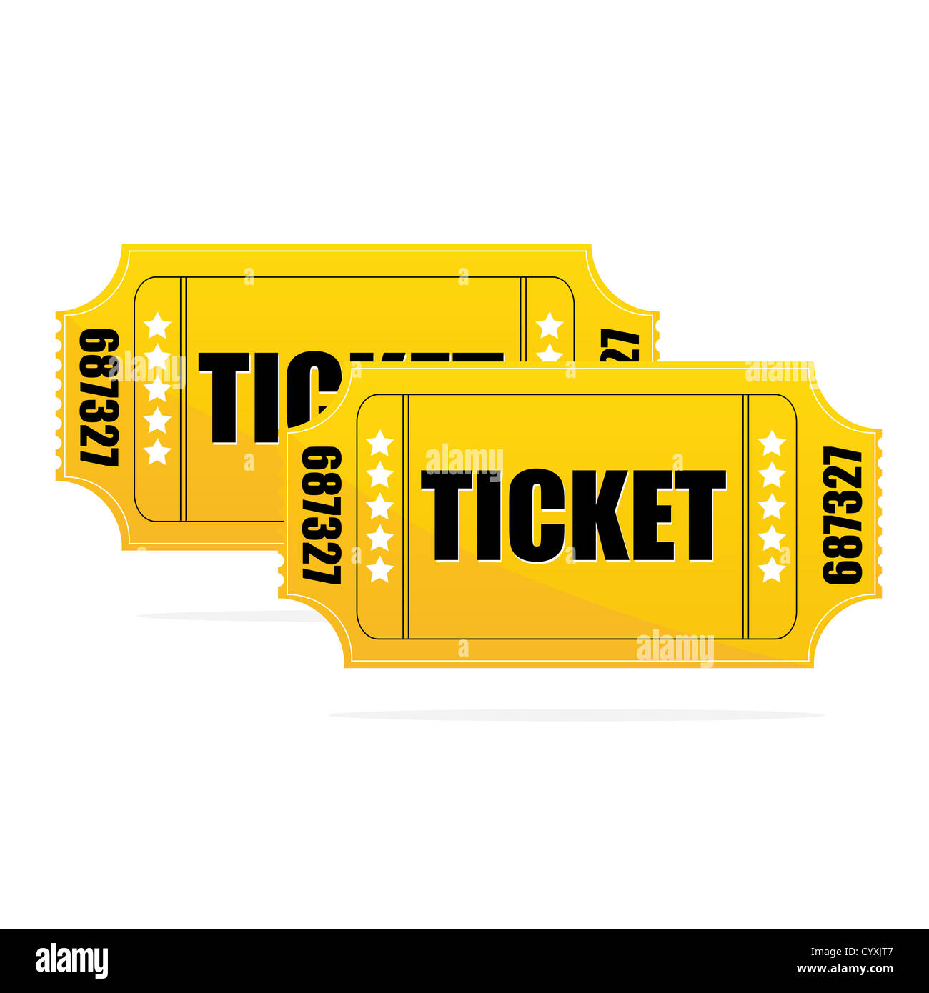 Yellow Ticket vector on isolated white background Stock Photo